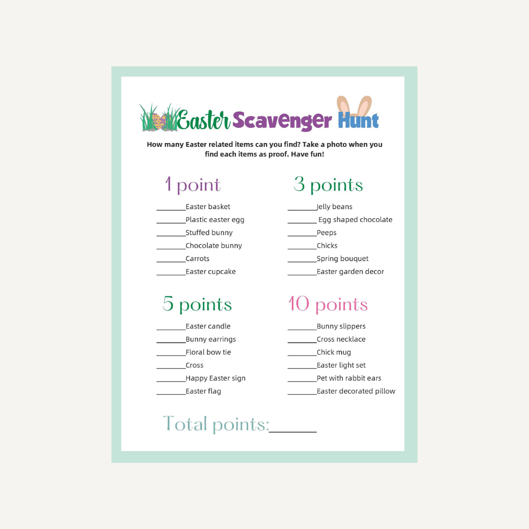Free printable easter scavenger hunt