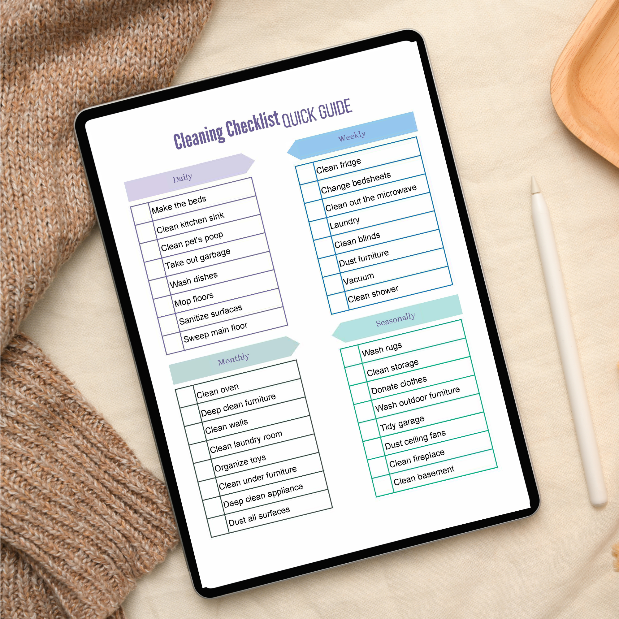 Cleaning checklist quick guide