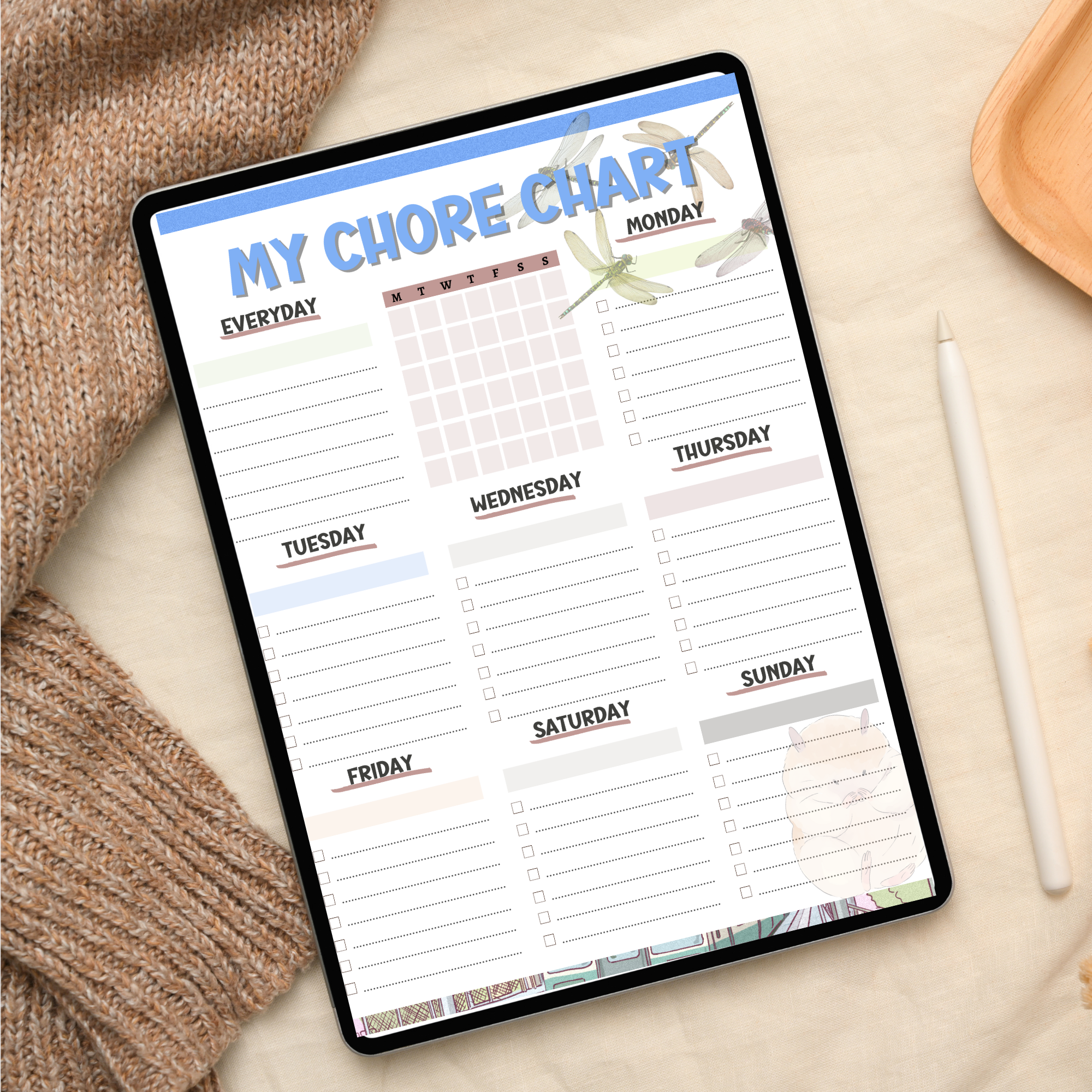 Free Chore Chart for kids, digital, printable family chore chart